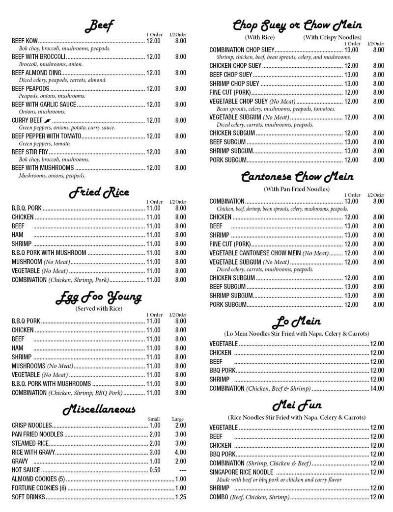 menu